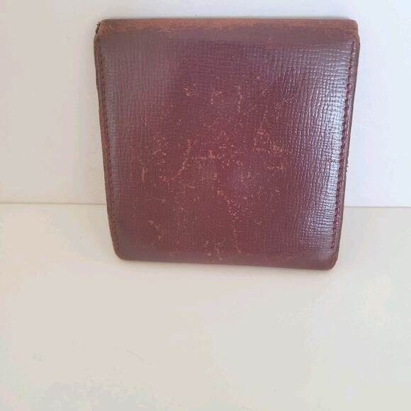 Cartier Vintage Mini Coin Holder Wallet Bordeaux Leather Small Red Burgundy - Picture 2 of 9